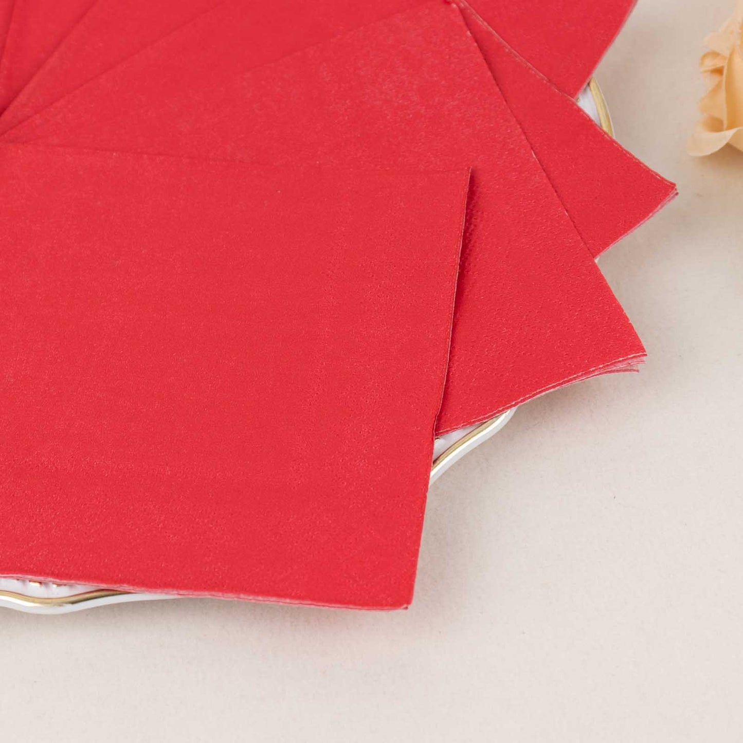 50 Pack Red Soft 2-Ply Disposable Cocktail Napkins, Paper Beverage Napkins 18 GSM - 5"x5"