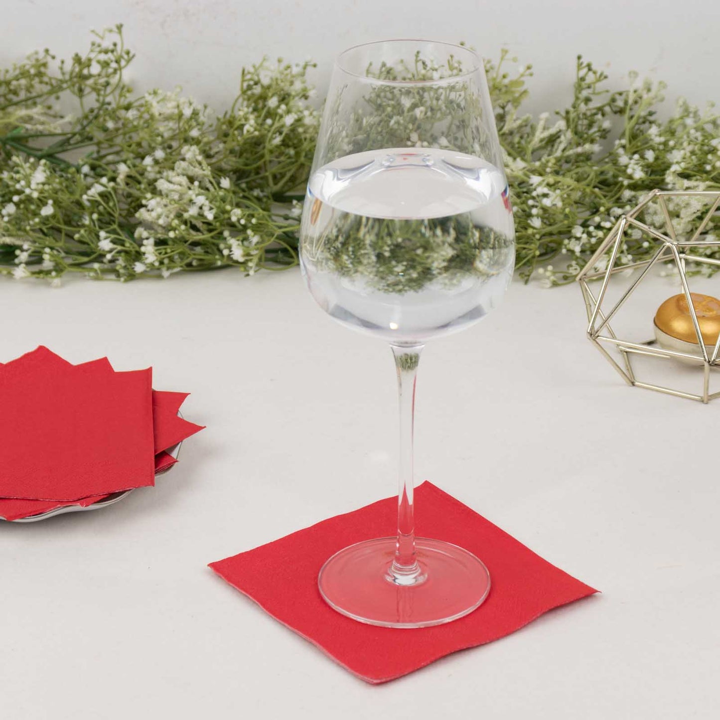 50 Pack Red Soft 2-Ply Disposable Cocktail Napkins, Paper Beverage Napkins 18 GSM - 5"x5"