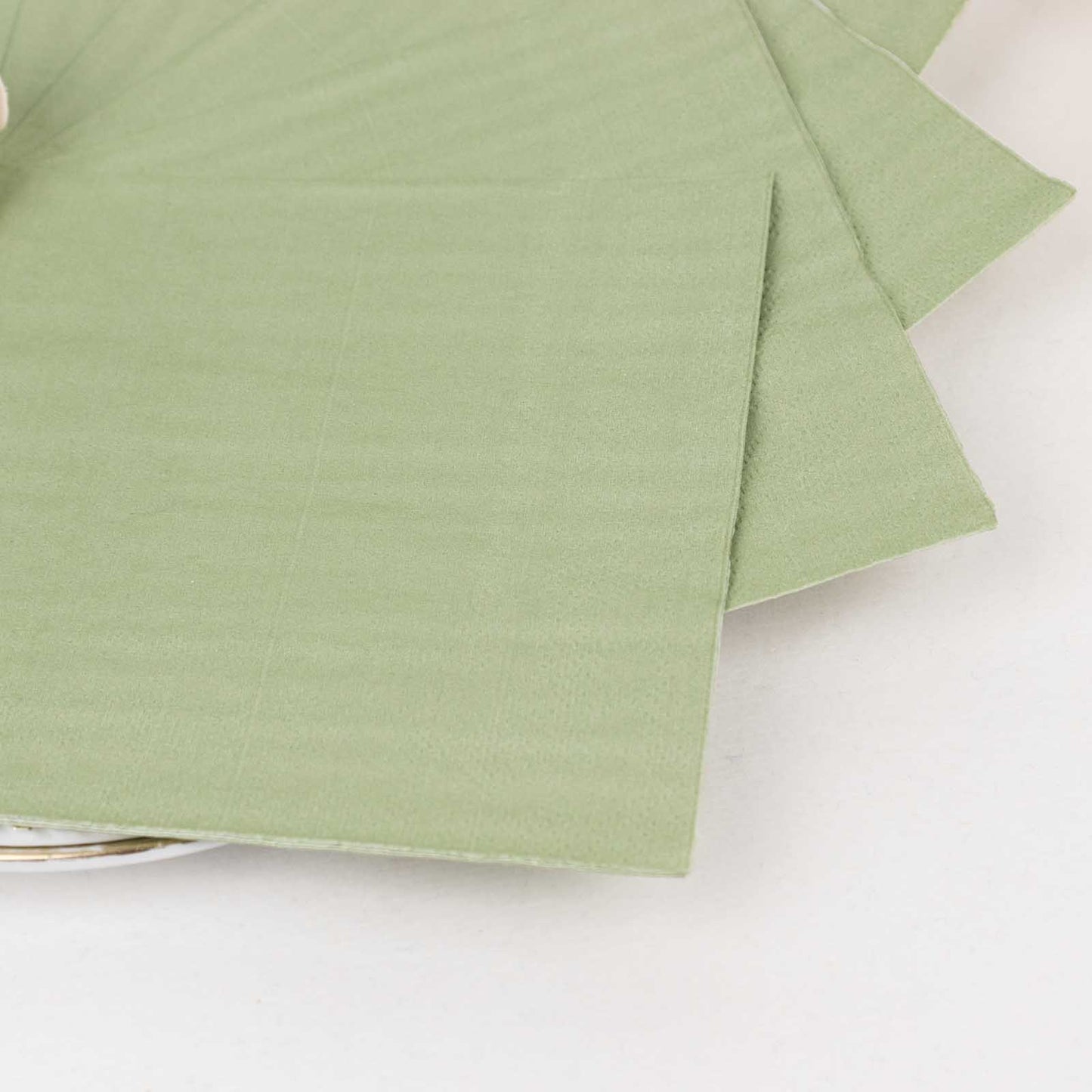 50 Pack Sage Green Soft 2-Ply Disposable Cocktail Napkins, Paper Beverage Napkins 18 GSM - 5"x5"