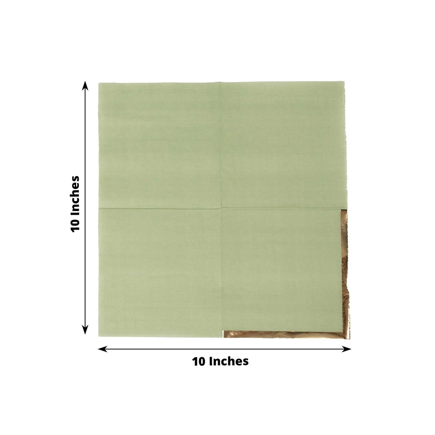 50 Pack Sage Green Disposable Cocktail Napkins with Gold Foil Edge, Soft 2 Ply Paper Beverage Napkins - 5"x5"