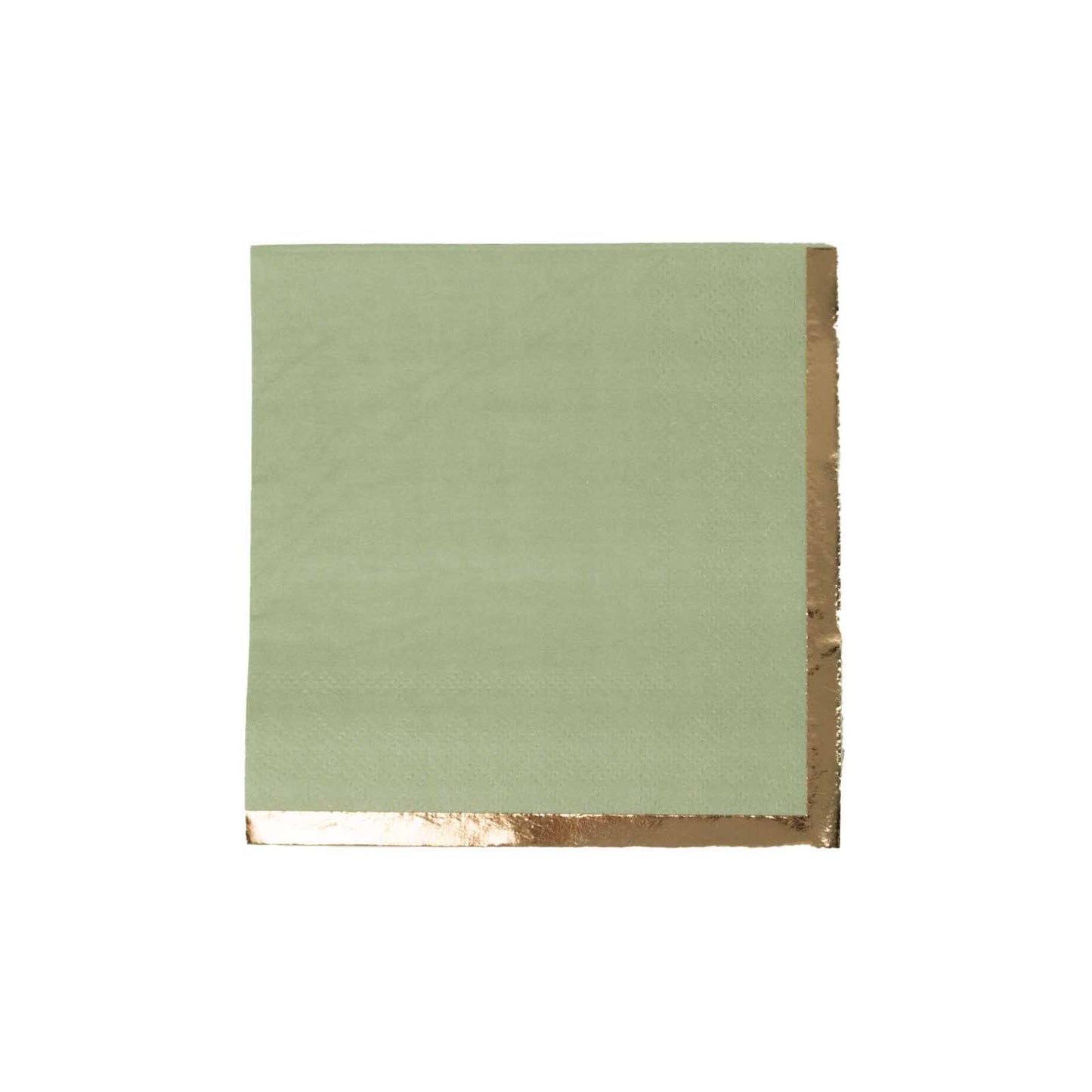 50 Pack Sage Green Disposable Cocktail Napkins with Gold Foil Edge, Soft 2 Ply Paper Beverage Napkins - 5"x5"