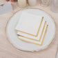 50 Pack White Disposable Cocktail Napkins with Gold Foil Edge, Soft 2 Ply Paper Beverage Napkins - 5"x5"