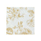 50 Pack White Gold 2-Ply Paper Beverage Napkins in French Toile Floral Pattern, Highly Absorbent Soft Disposable Cocktail Napkins