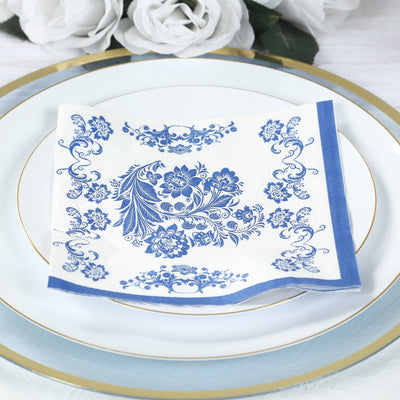 Royal Blue Damask Cocktail Napkins