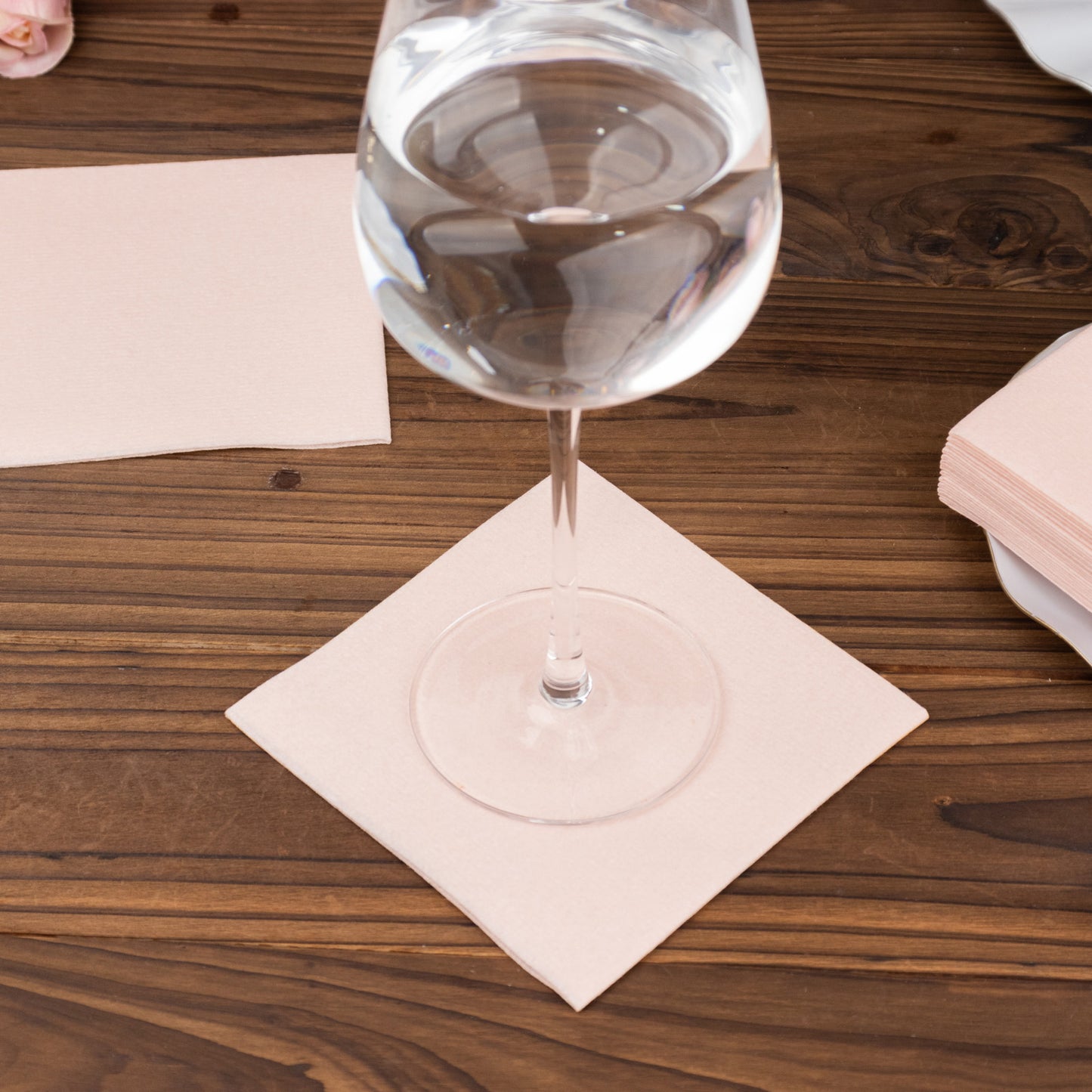 20 Pack Blush Linen-Feel Cocktail Napkins, Premium Cloth-Like Airlaid Paper Beverage Napkins, Disposable Soft and Absorbent Hand Towels