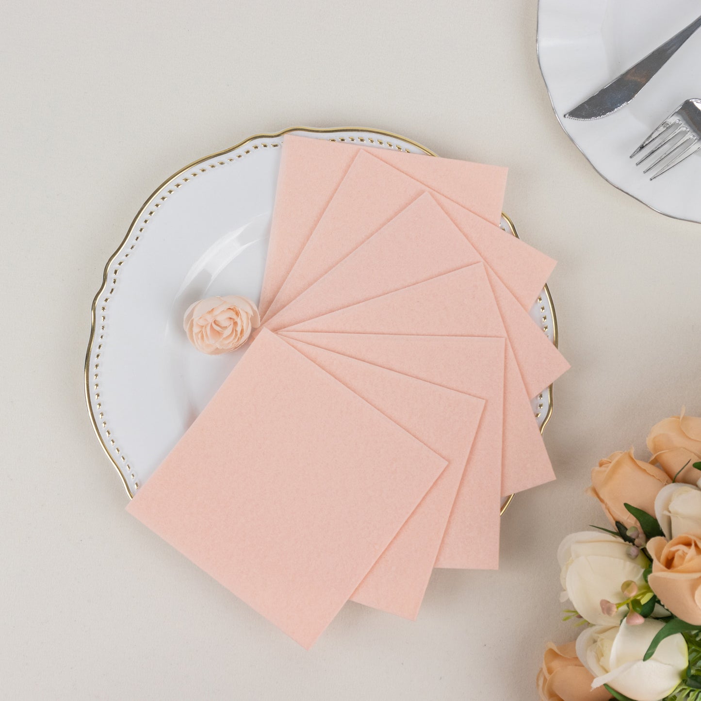 20 Pack Blush Linen-Feel Cocktail Napkins, Premium Cloth-Like Airlaid Paper Beverage Napkins, Disposable Soft and Absorbent Hand Towels