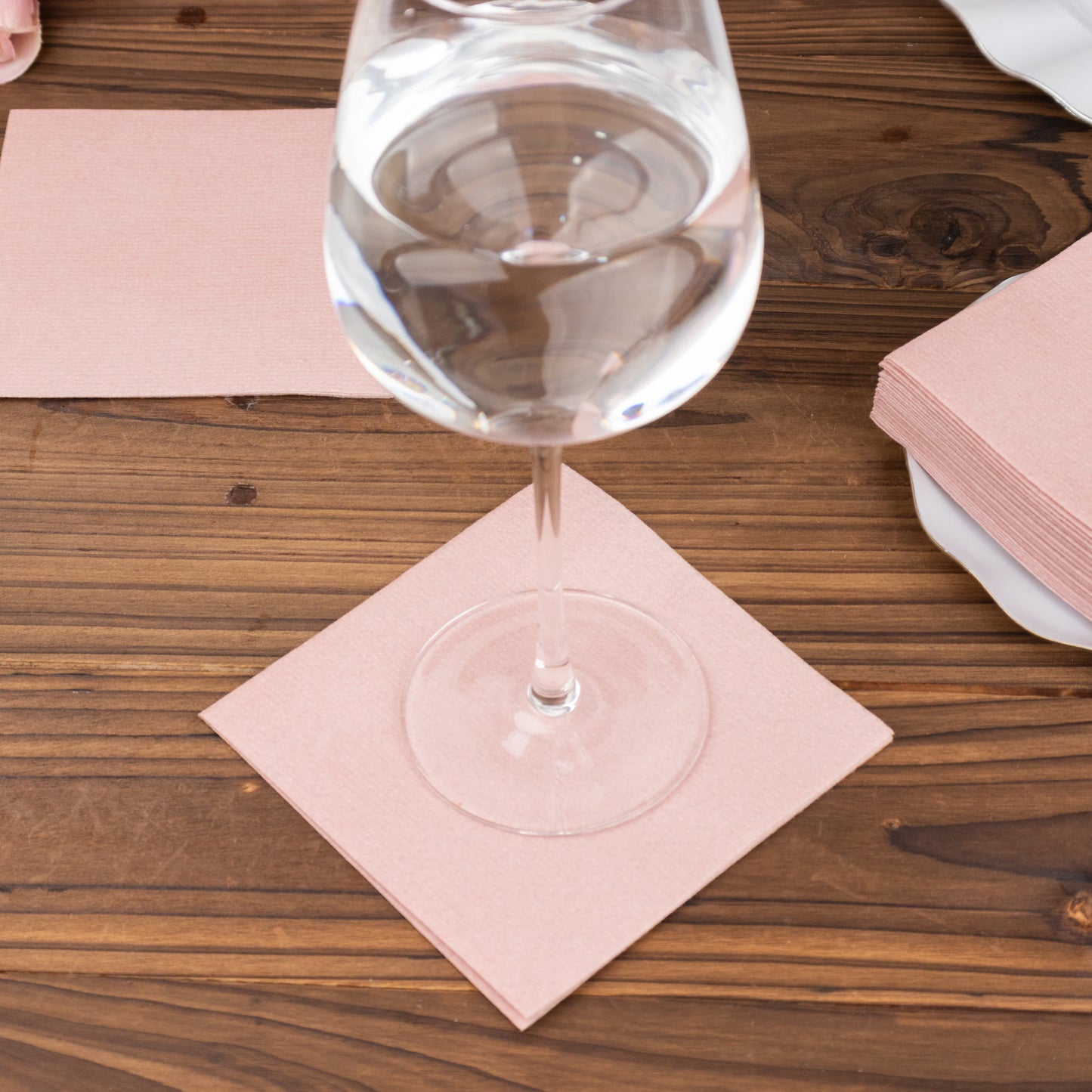 20 Pack Dusty Rose Linen-Feel Cocktail Napkins, Premium Cloth-Like Airlaid Paper Beverage Napkins, Disposable Soft and Absorbent Hand Towels