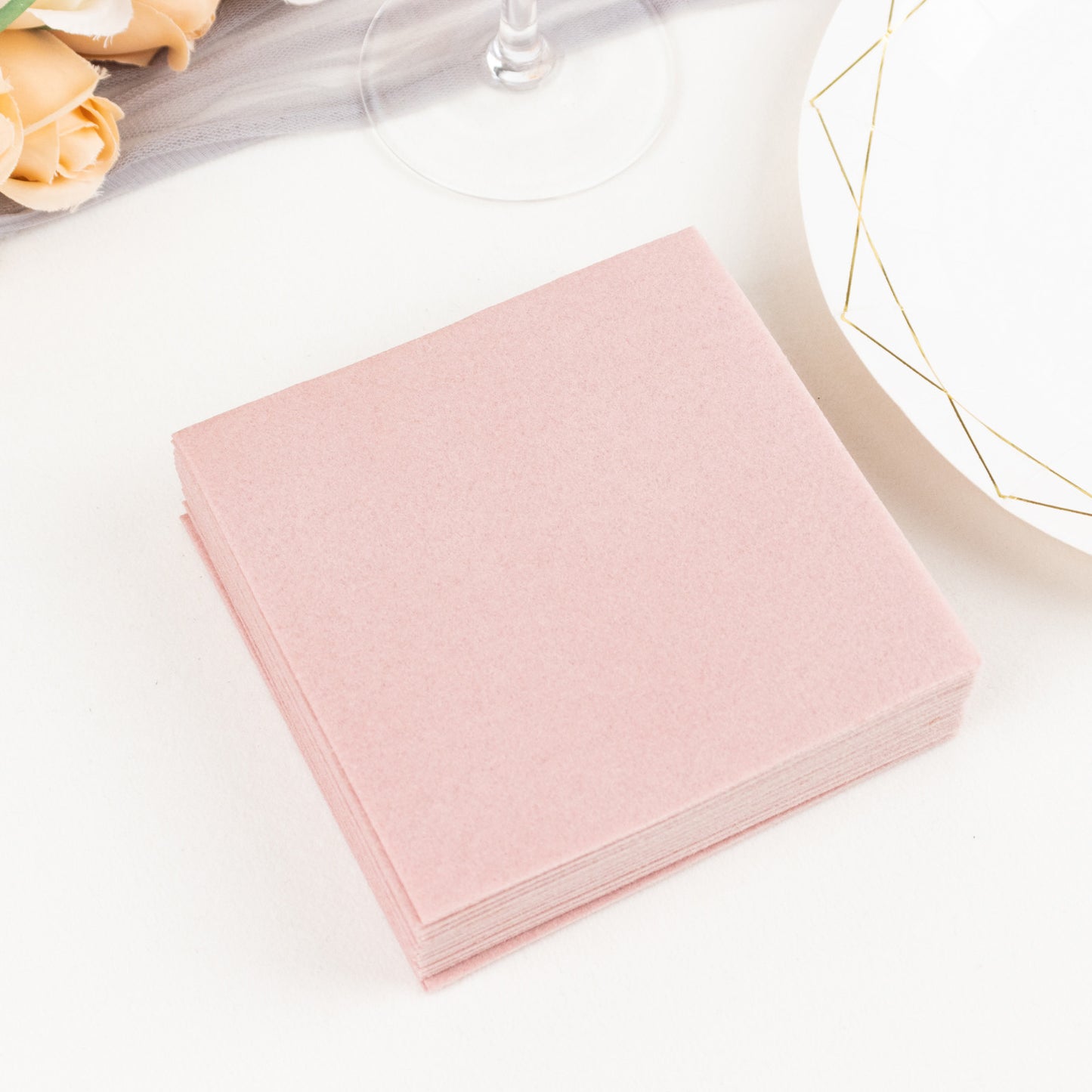 20 Pack Dusty Rose Linen-Feel Cocktail Napkins, Premium Cloth-Like Airlaid Paper Beverage Napkins, Disposable Soft and Absorbent Hand Towels