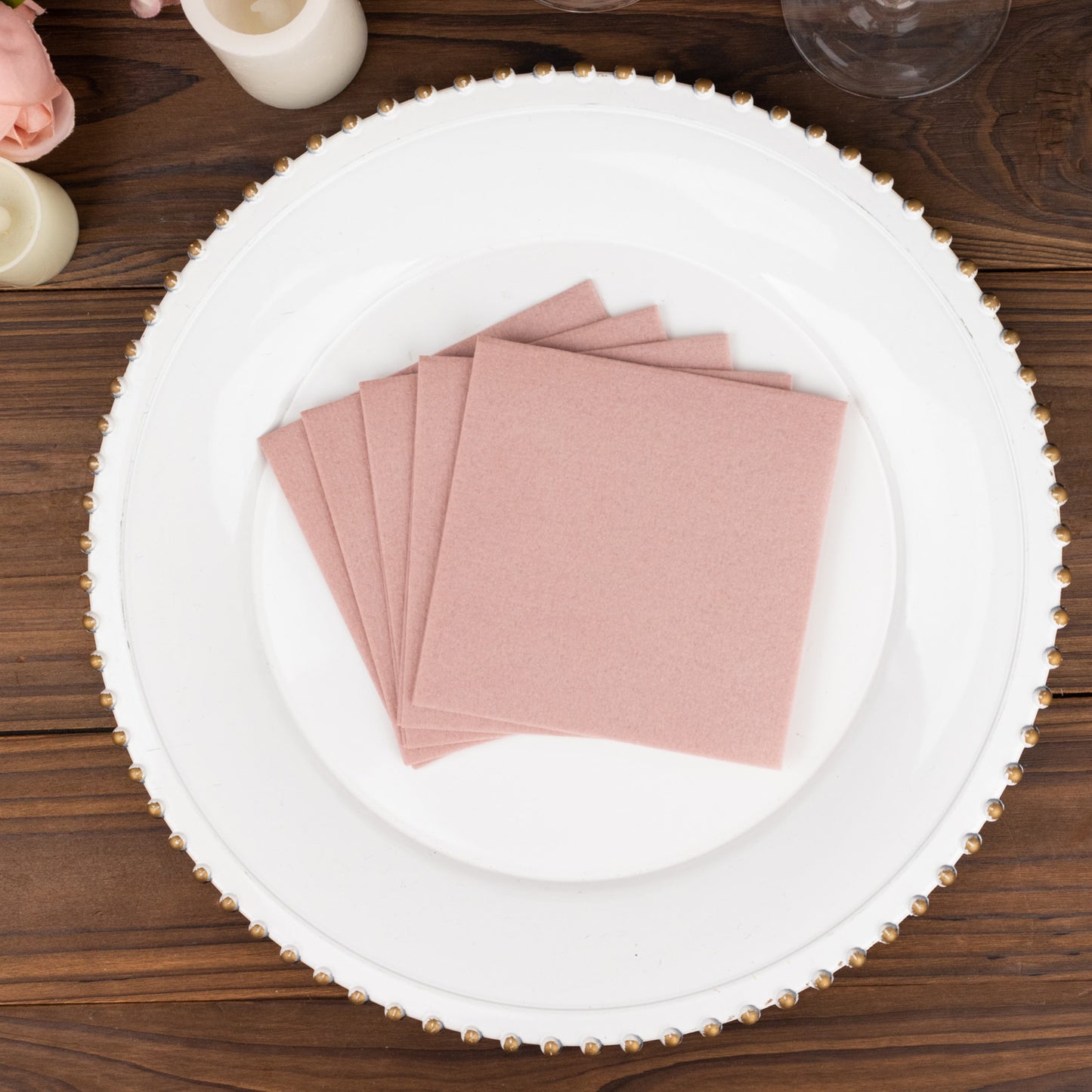 20 Pack Dusty Rose Linen-Feel Cocktail Napkins, Premium Cloth-Like Airlaid Paper Beverage Napkins, Disposable Soft and Absorbent Hand Towels