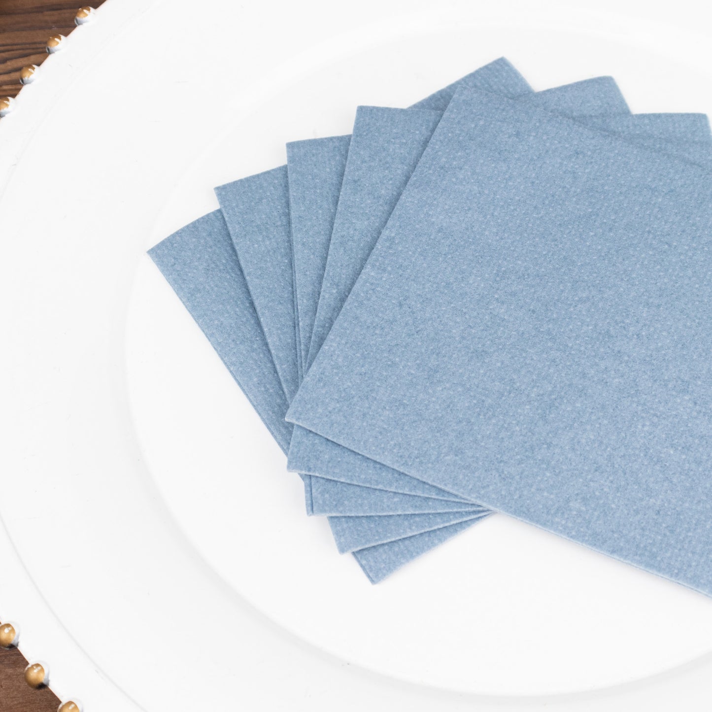 20 Pack Dusty Blue Linen-Feel Cocktail Napkins, Premium Cloth-Like Airlaid Paper Beverage Napkins, Disposable Soft and Absorbent Hand Towels