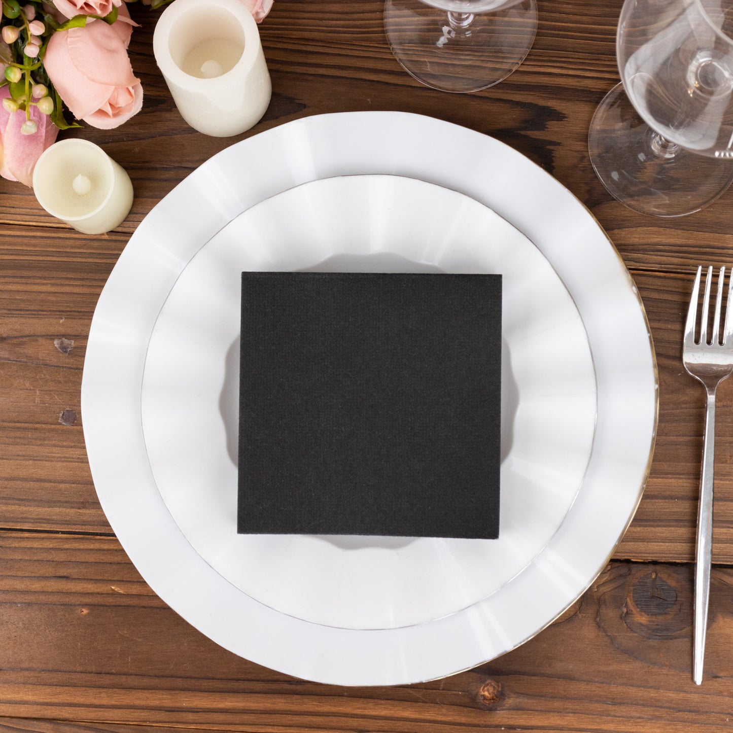 20 Pack Black Linen-Feel Cocktail Napkins, Premium Cloth-Like Airlaid Paper Beverage Napkins, Disposable Soft and Absorbent Hand Towels