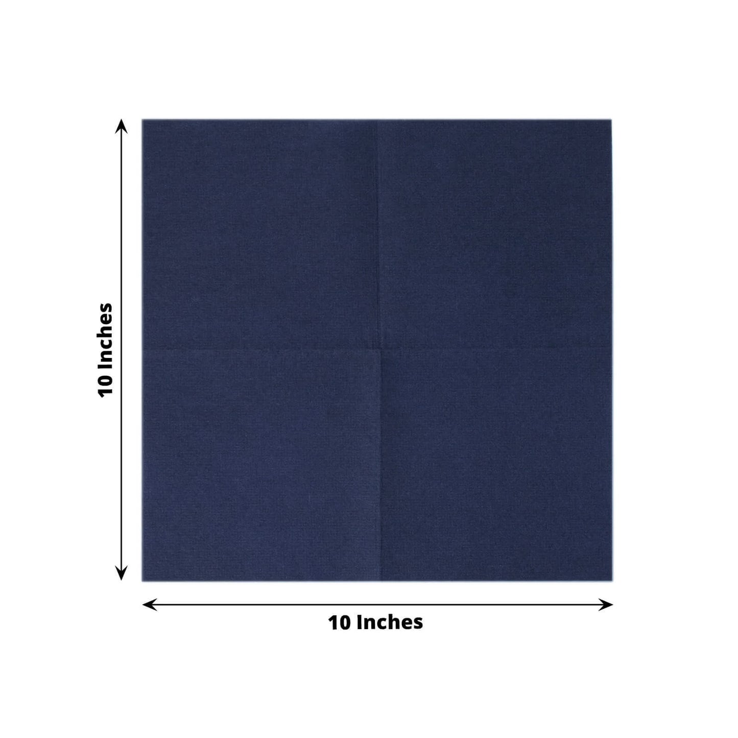 Navy blue linen-feel cocktail napkin, soft and absorbent, 10 inches square.