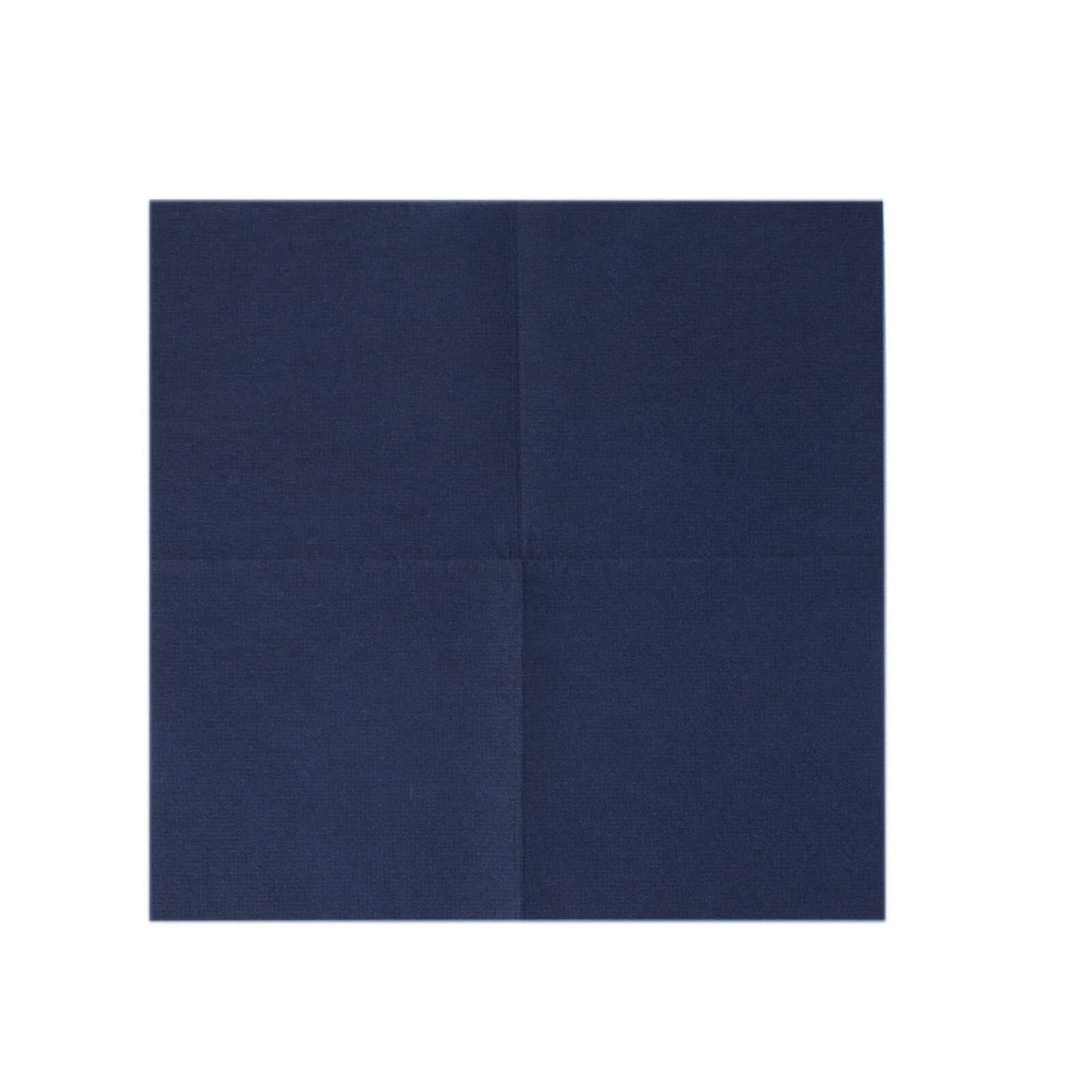 Navy blue linen-feel cocktail napkin, soft and absorbent, disposable.