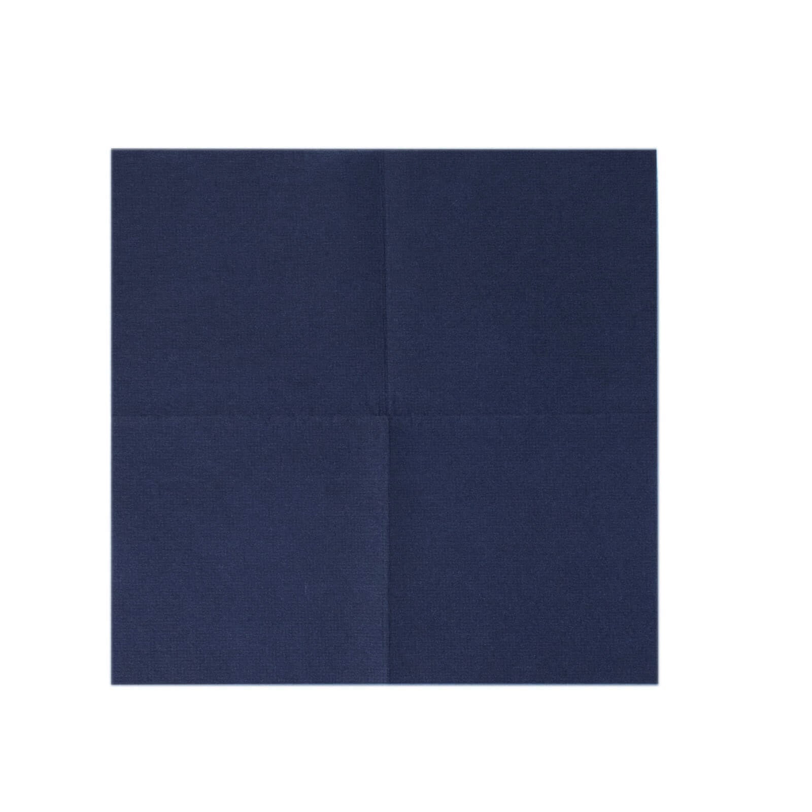 Navy blue linen-feel cocktail napkin, soft and absorbent, disposable.