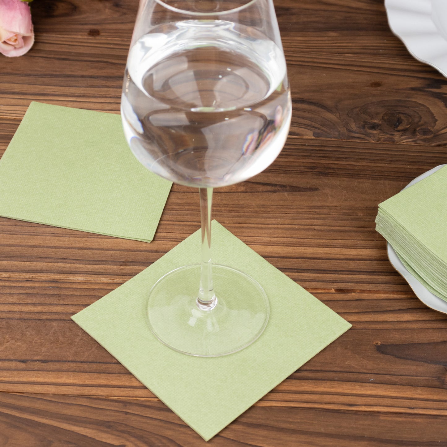 20 Pack Sage Green Linen-Feel Cocktail Napkins, Premium Cloth-Like Airlaid Paper Beverage Napkins, Disposable Soft and Absorbent Hand Towels