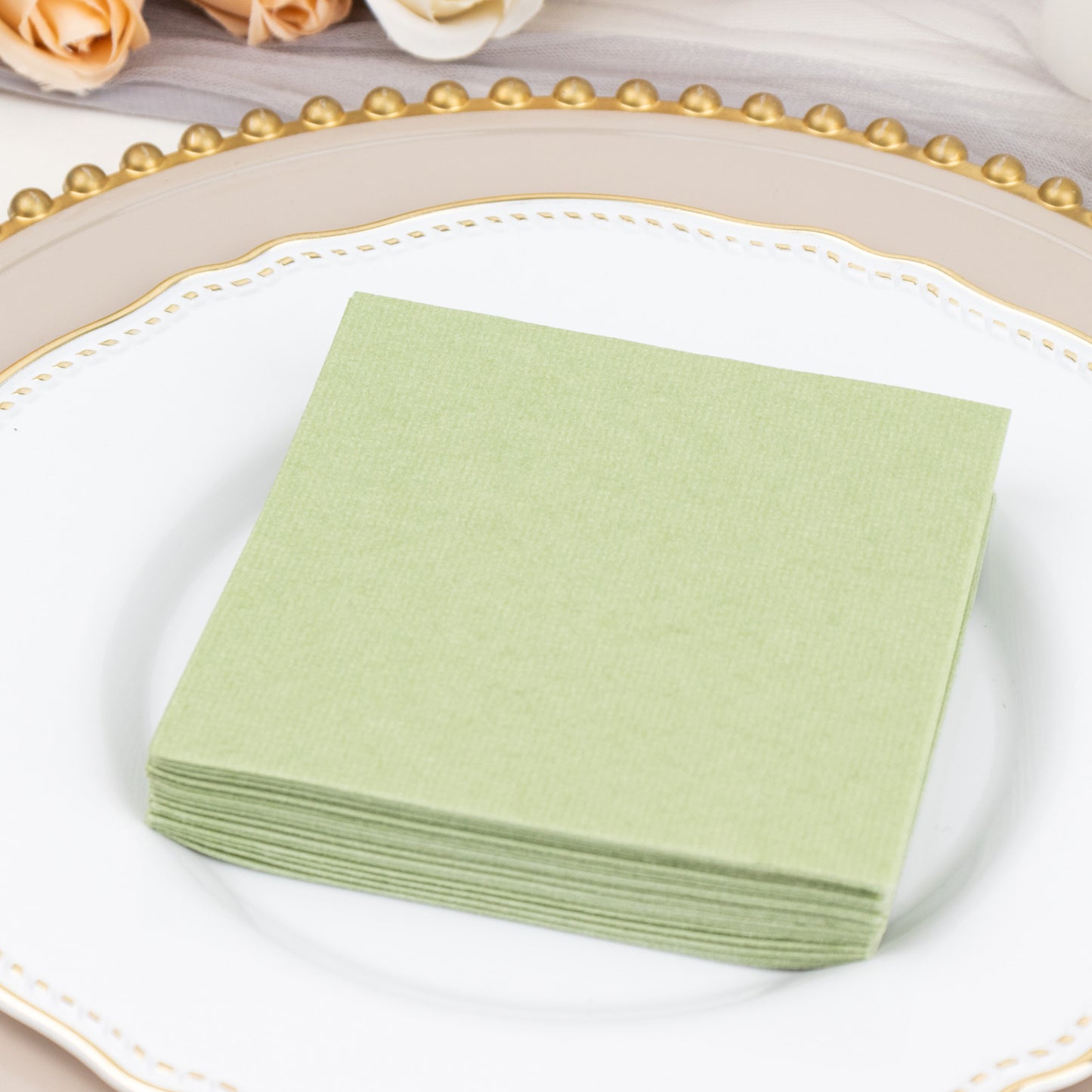 20 Pack Sage Green Linen-Feel Cocktail Napkins, Premium Cloth-Like Airlaid Paper Beverage Napkins, Disposable Soft and Absorbent Hand Towels