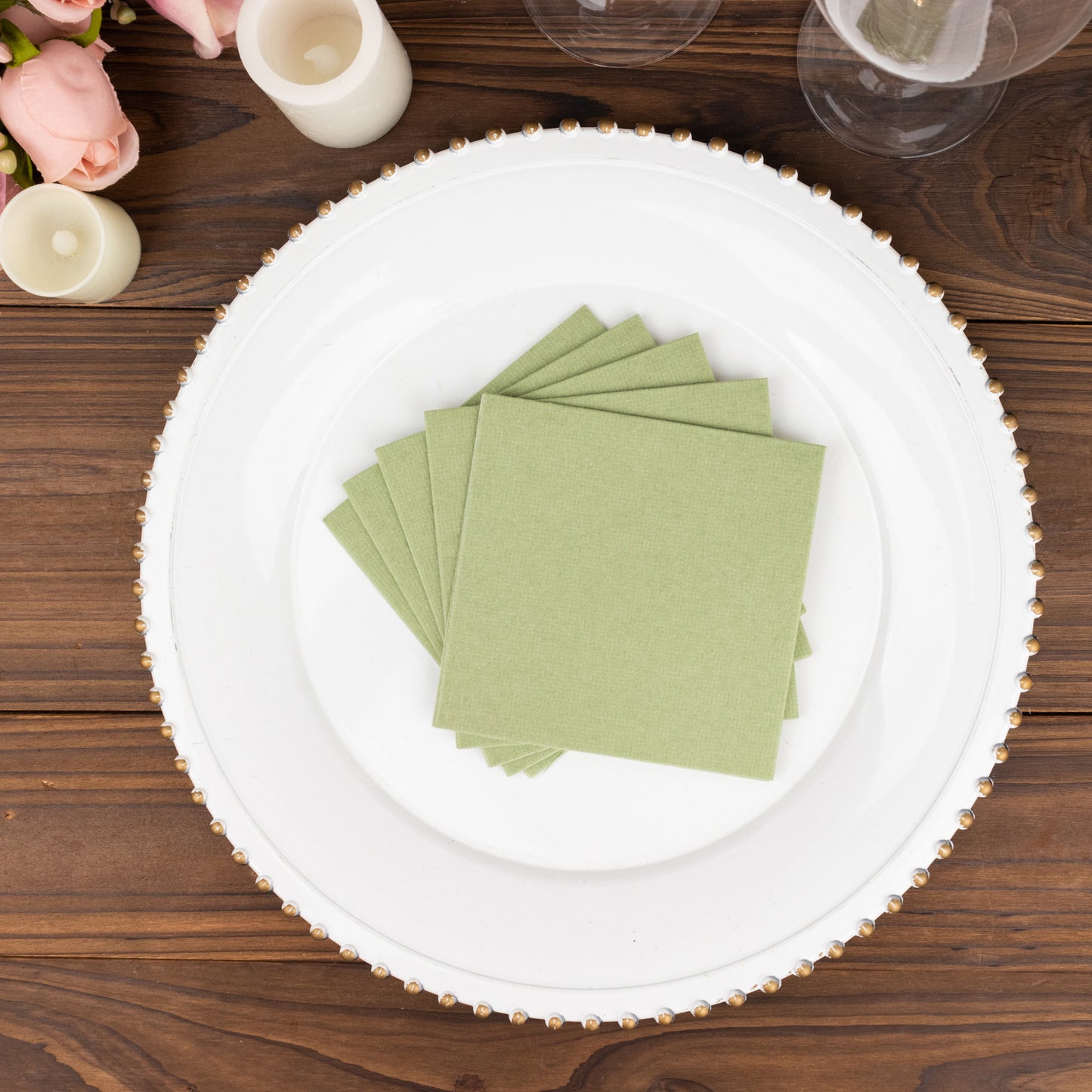 20 Pack Sage Green Linen-Feel Cocktail Napkins, Premium Cloth-Like Airlaid Paper Beverage Napkins, Disposable Soft and Absorbent Hand Towels