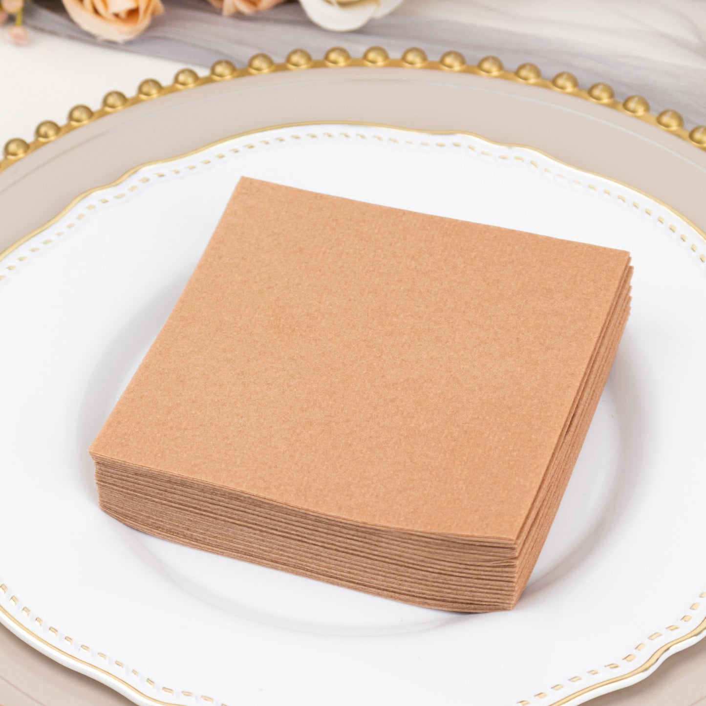 20 Pack Terracotta Rust Linen-Feel Cocktail Napkins, Premium Cloth-Like Airlaid Paper Beverage Napkins, Disposable Soft and Absorbent Hand Towels