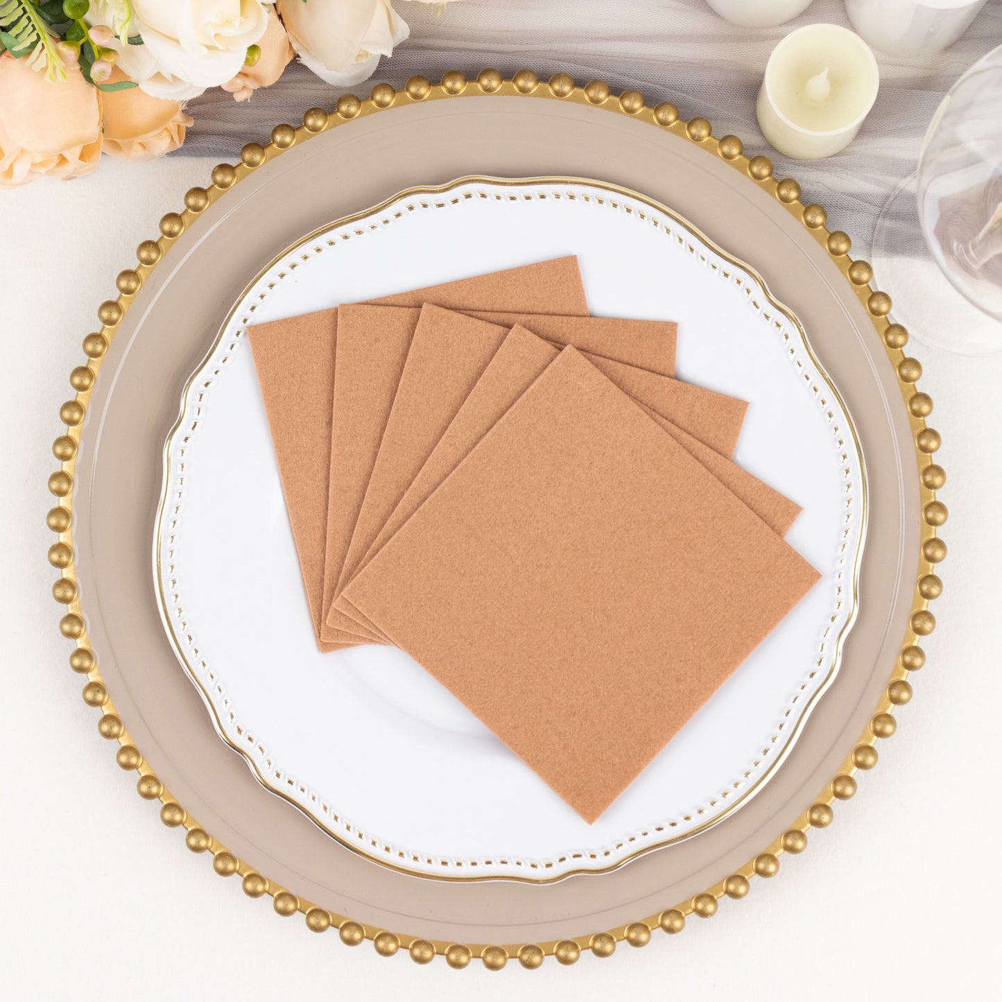 20 Pack Terracotta Rust Linen-Feel Cocktail Napkins, Premium Cloth-Like Airlaid Paper Beverage Napkins, Disposable Soft and Absorbent Hand Towels