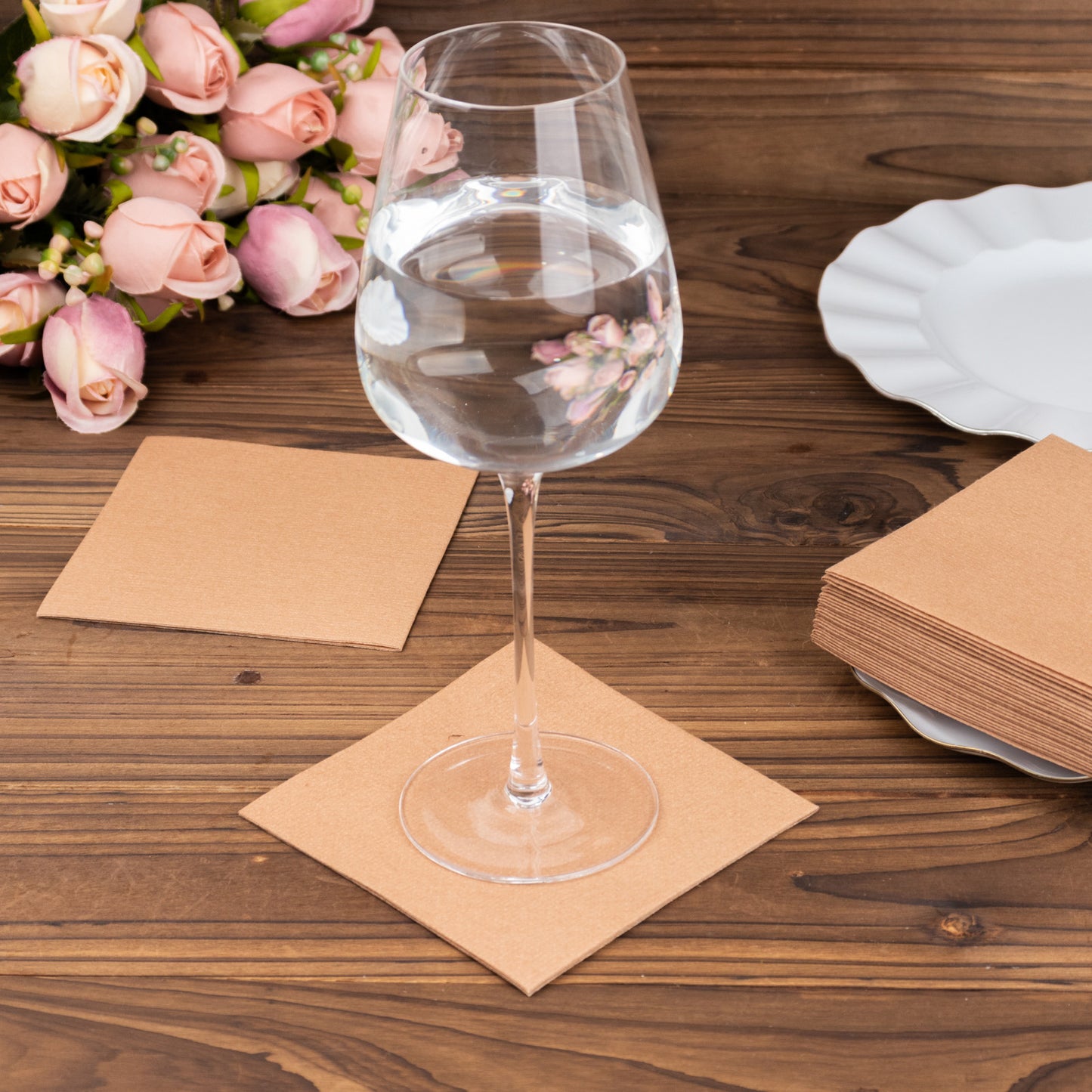 20 Pack Terracotta Rust Linen-Feel Cocktail Napkins, Premium Cloth-Like Airlaid Paper Beverage Napkins, Disposable Soft and Absorbent Hand Towels