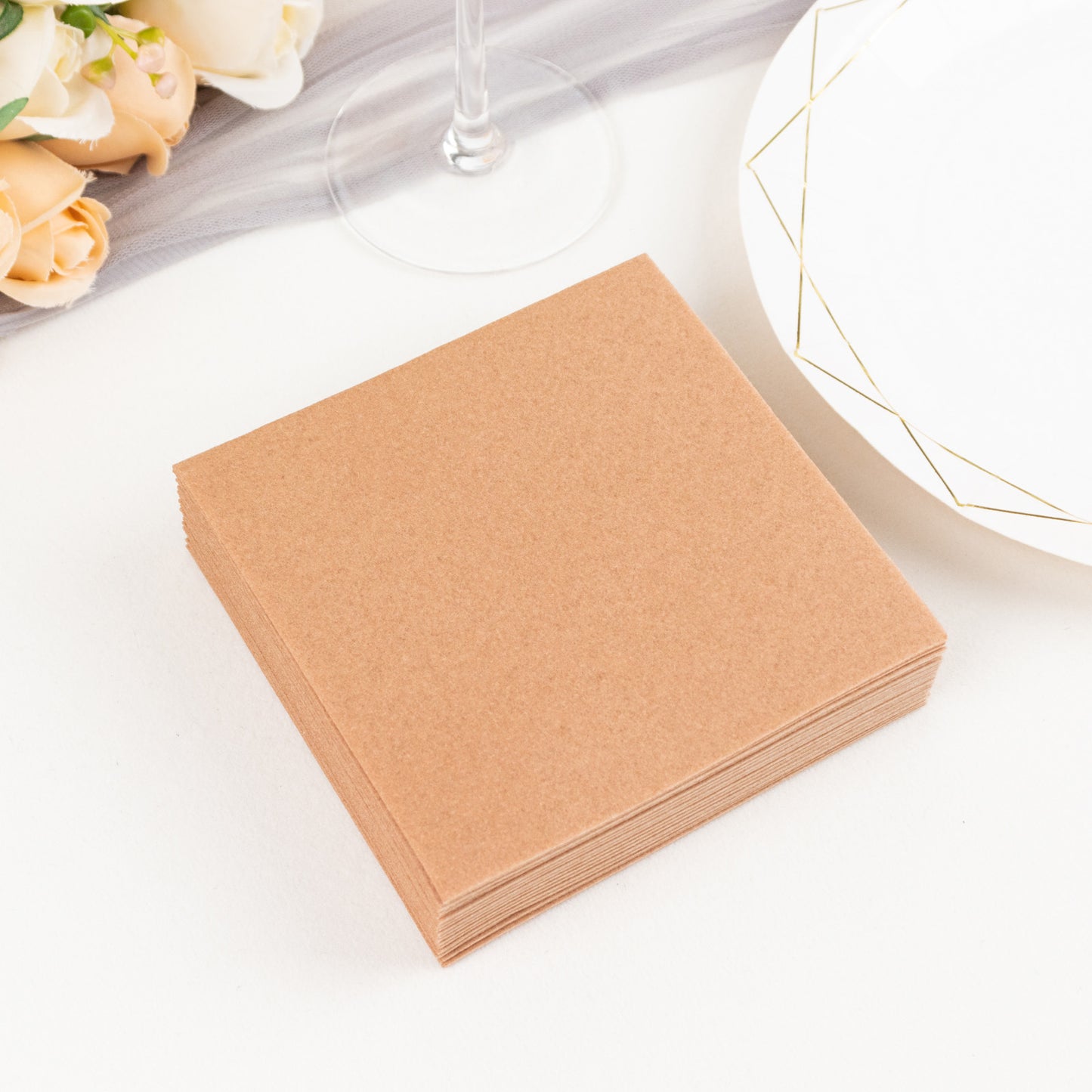 20 Pack Terracotta Rust Linen-Feel Cocktail Napkins, Premium Cloth-Like Airlaid Paper Beverage Napkins, Disposable Soft and Absorbent Hand Towels