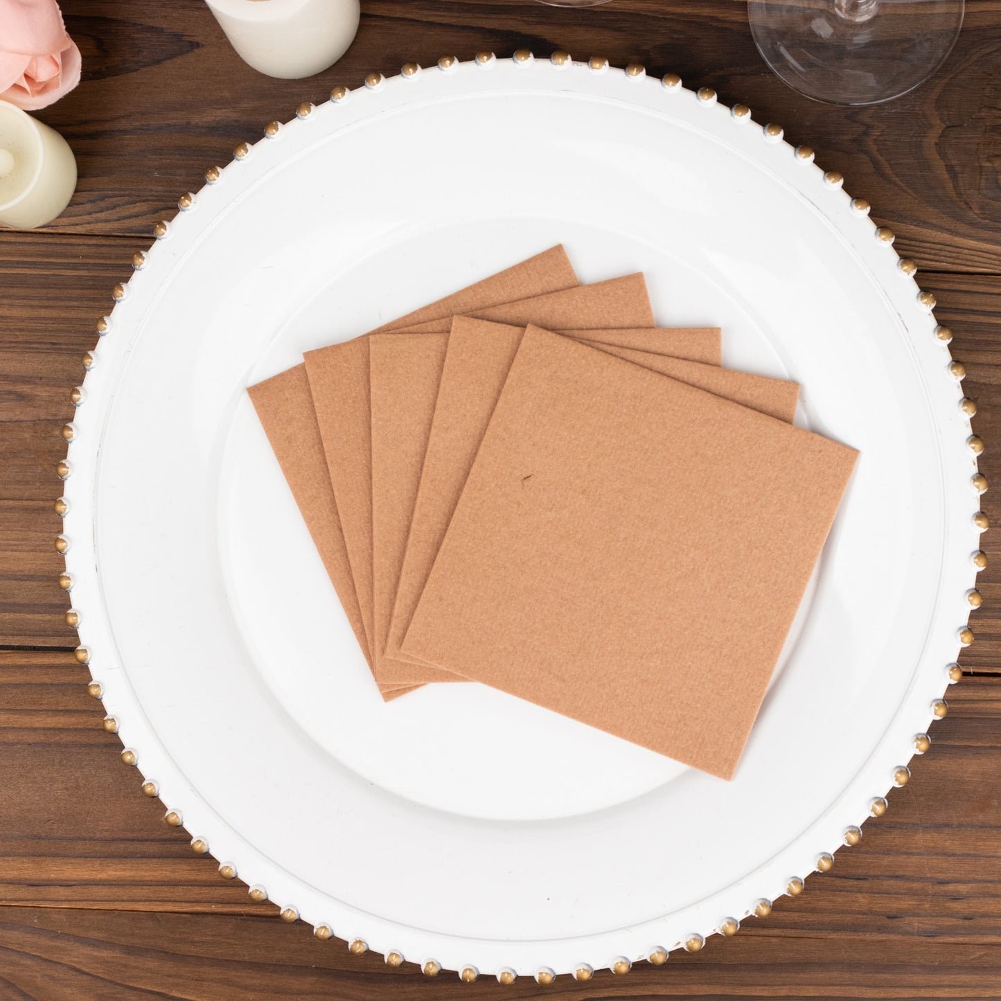 20 Pack Terracotta Rust Linen-Feel Cocktail Napkins, Premium Cloth-Like Airlaid Paper Beverage Napkins, Disposable Soft and Absorbent Hand Towels