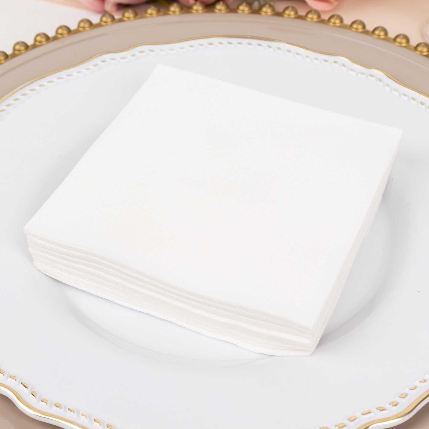 20 Pack White Linen-Feel Cocktail Napkins, Premium Cloth-Like Airlaid Paper Beverage Napkins, Disposable Soft and Absorbent Hand Towels