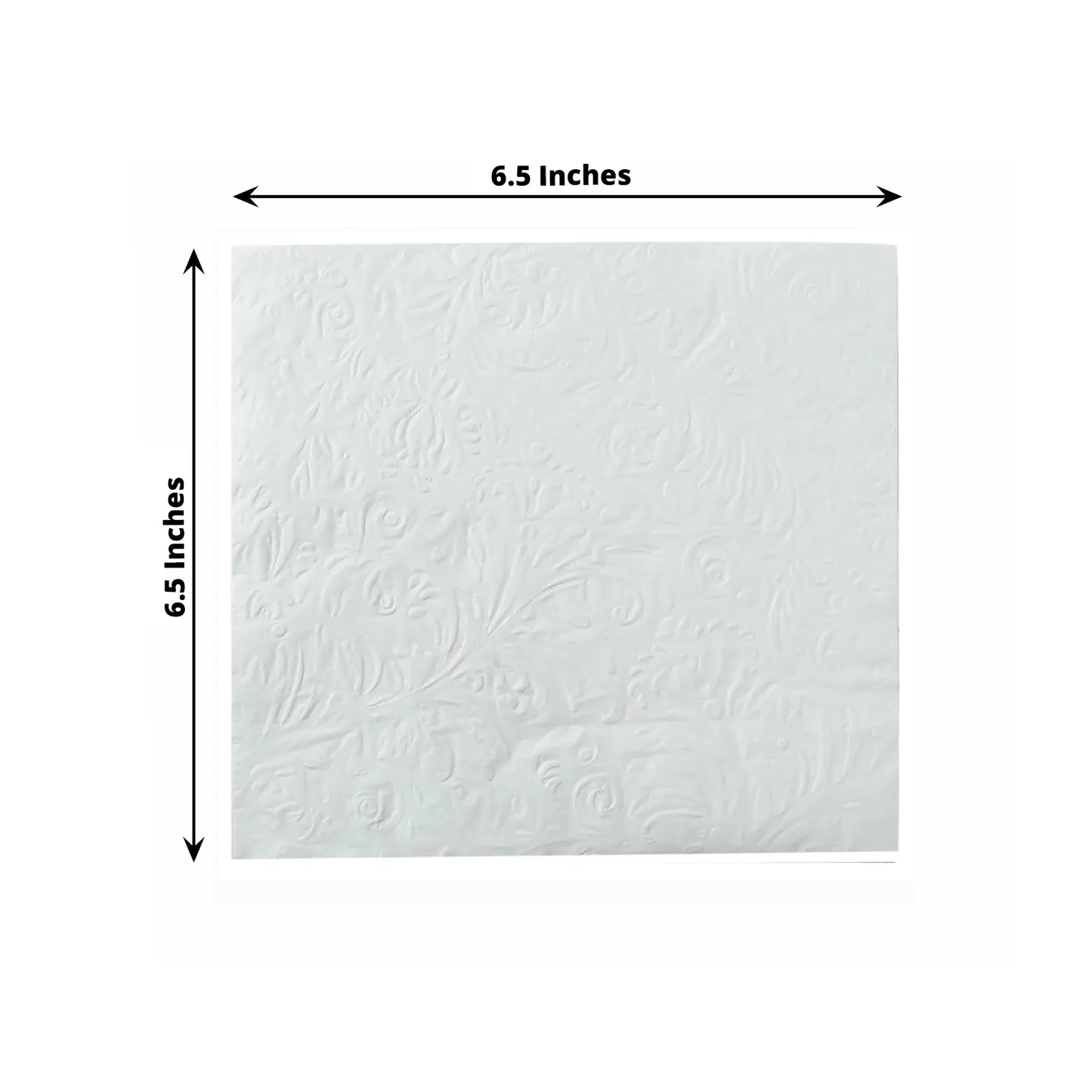 50 Pack White Embossed Paper Beverage Napkins With French Swirl Pattern, Soft 2-ply Disposable Party Cocktail Napkins - 6.5"x6.5"