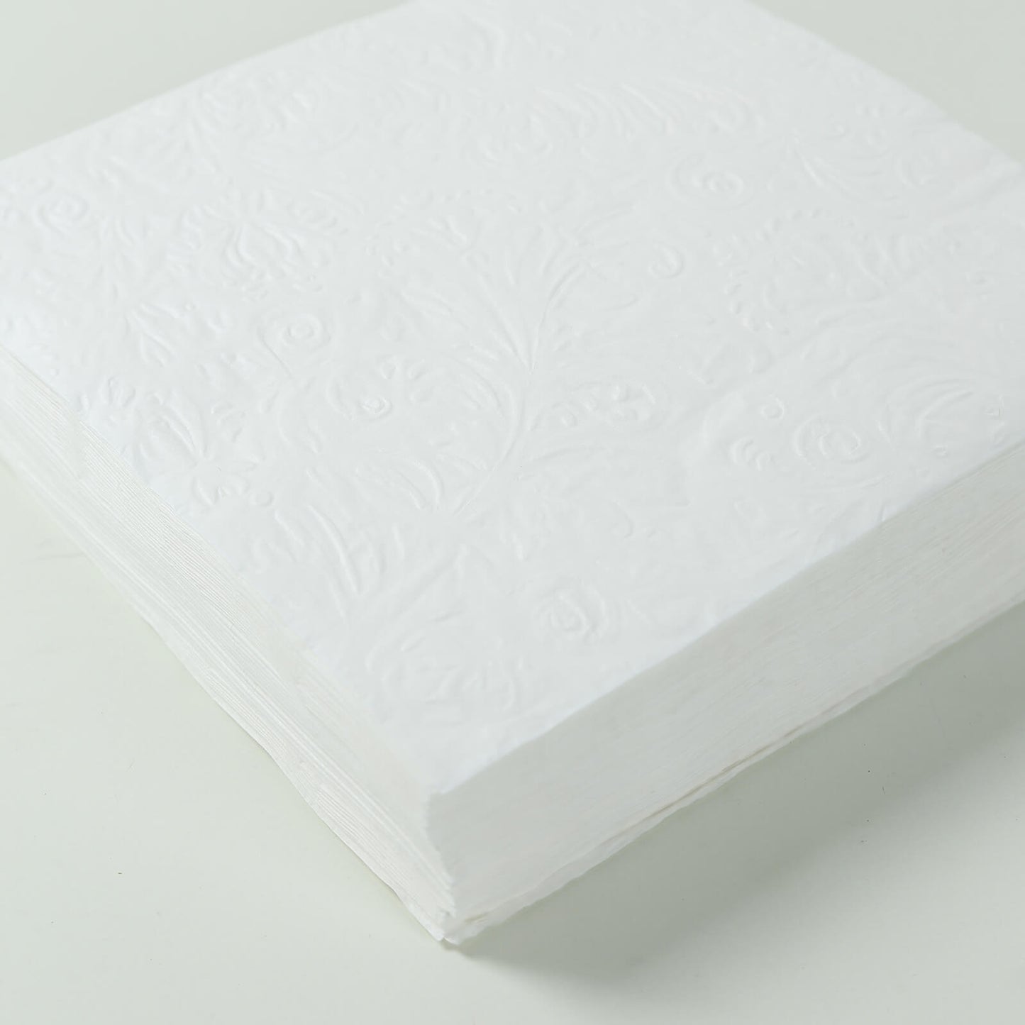 50 Pack White Embossed Paper Beverage Napkins With French Swirl Pattern, Soft 2-ply Disposable Party Cocktail Napkins - 6.5"x6.5"