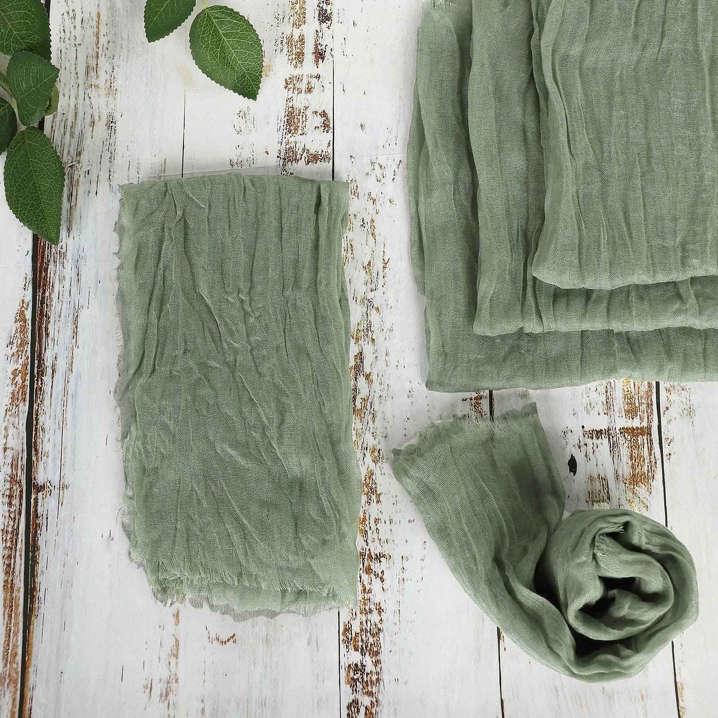 5 Pack | Dusty Sage Green Gauze Cheesecloth Boho Dinner Napkins | 24"x19"