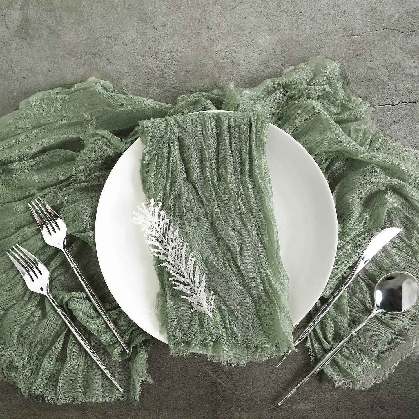 5 Pack | Dusty Sage Green Gauze Cheesecloth Boho Dinner Napkins | 24"x19"