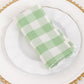 5 Pack Sage Green White Buffalo Plaid Cloth Dinner Napkins, Gingham Style 15"x15"
