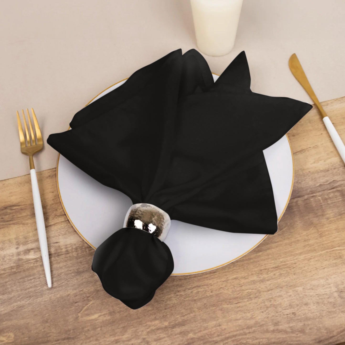 5 Pack Black Cotton Blend Cloth Napkins, Washable Reusable Table Dinner Napkins - 20"x20"