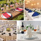Royal blue cotton blend cloth napkins on elegantly set tables.