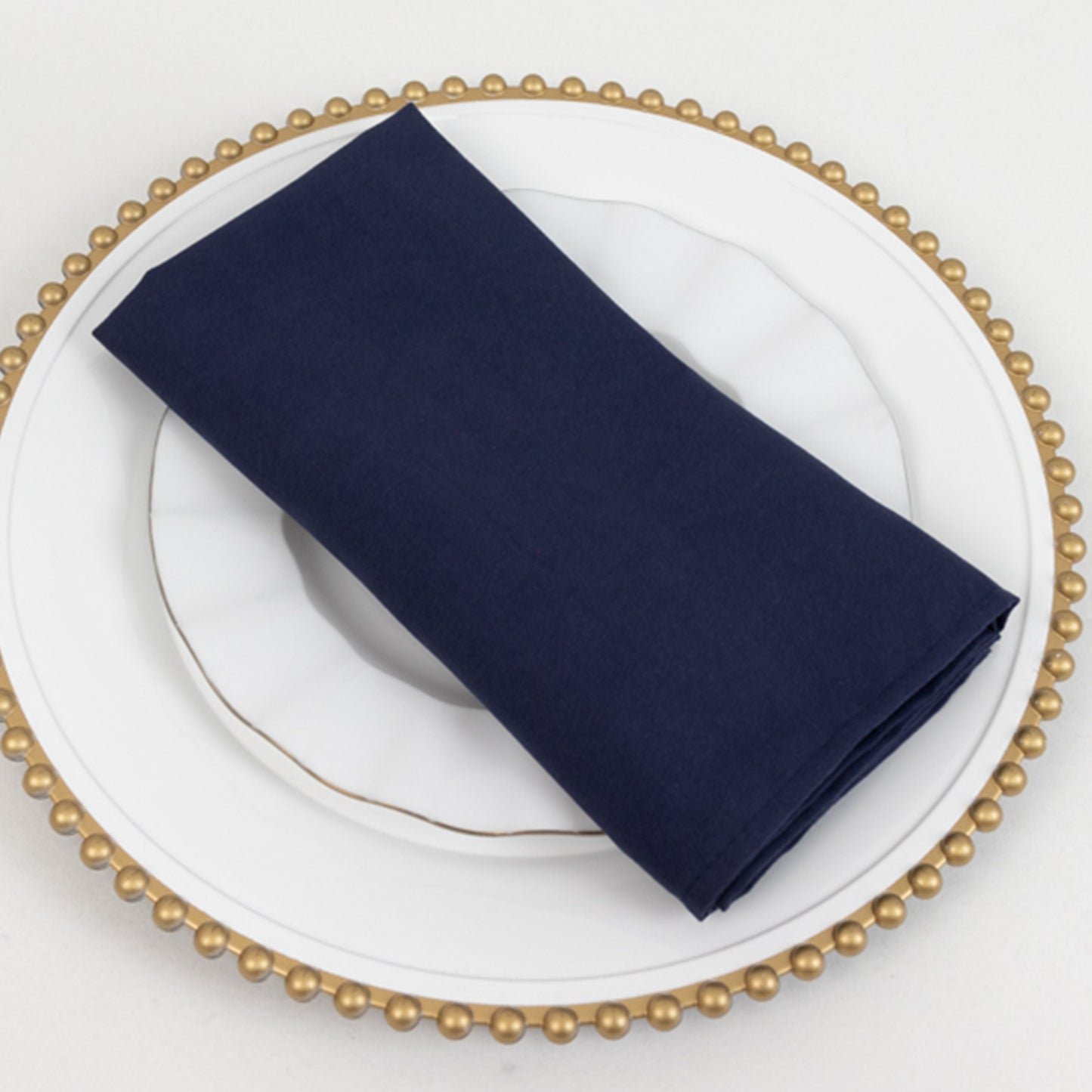 5 Pack Navy Blue Cotton Blend Cloth Napkins, Washable Reusable Table Dinner Napkins - 20"x20"