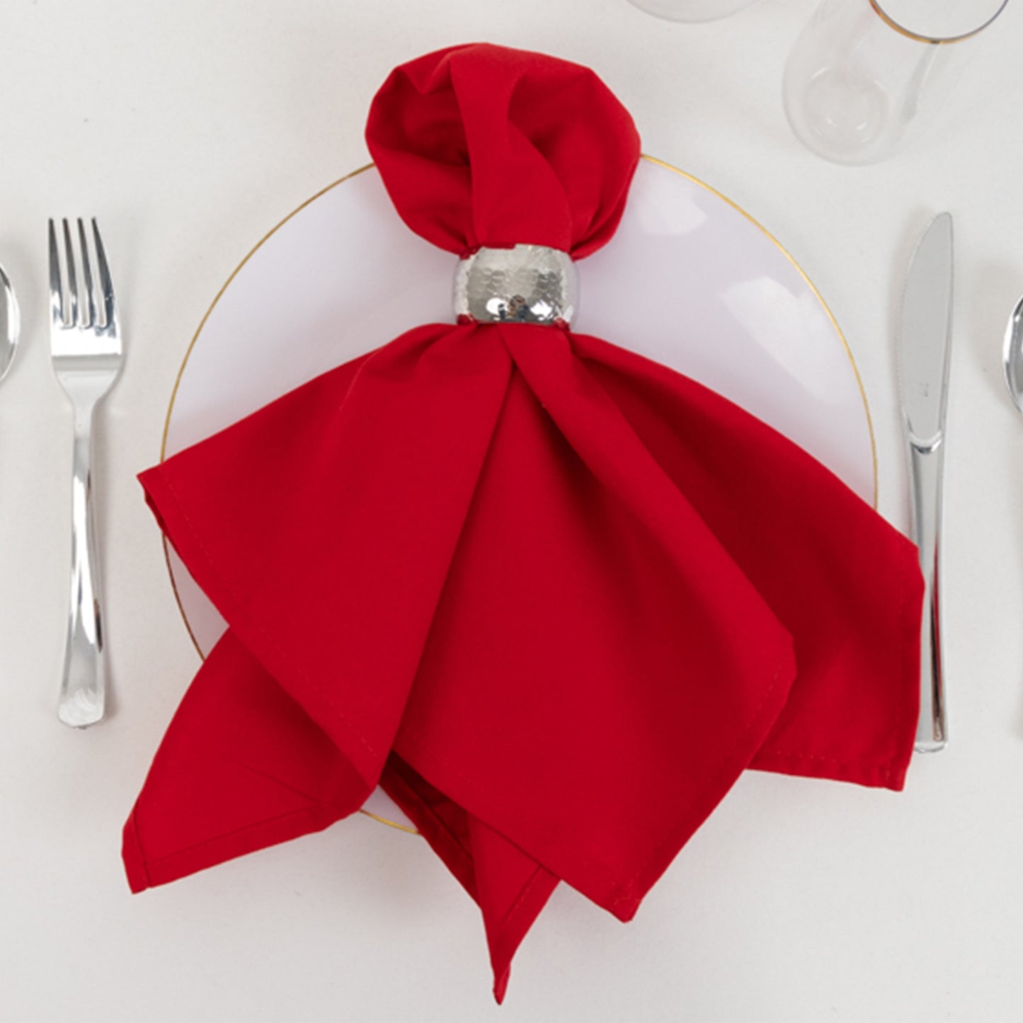 5 Pack Red Cotton Blend Cloth Napkins, Washable Reusable Table Dinner Napkins - 20"x20"