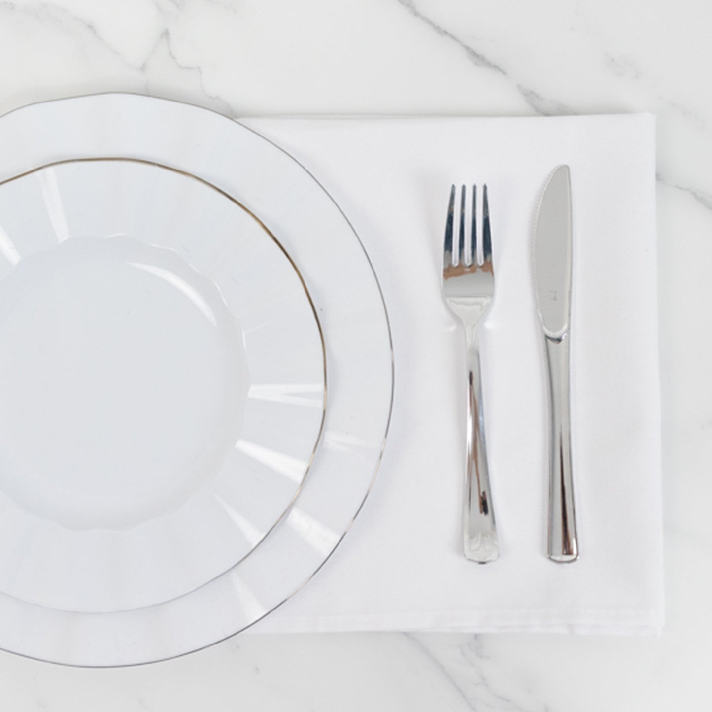 5 Pack White Cotton Blend Cloth Napkins, Washable Reusable Table Dinner Napkins - 20"x20"