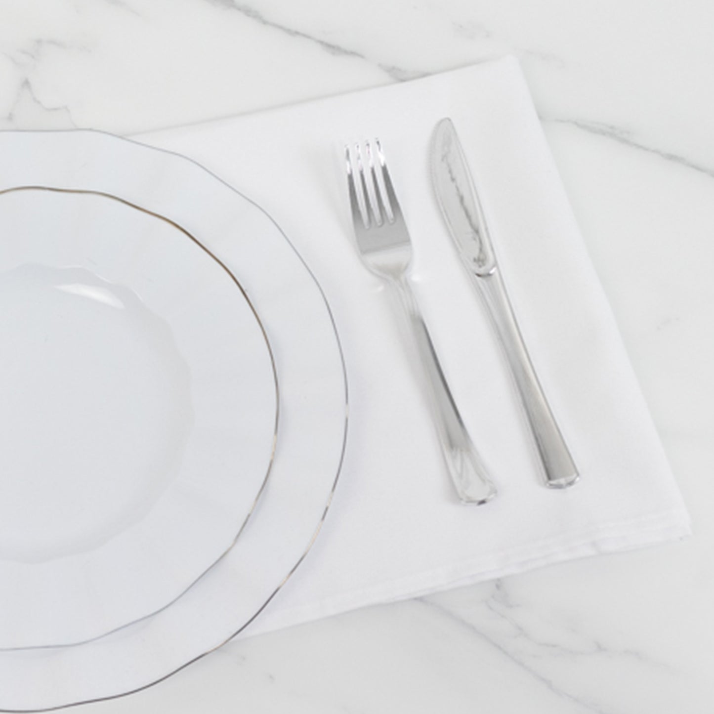 5 Pack White Cotton Blend Cloth Napkins, Washable Reusable Table Dinner Napkins - 20"x20"