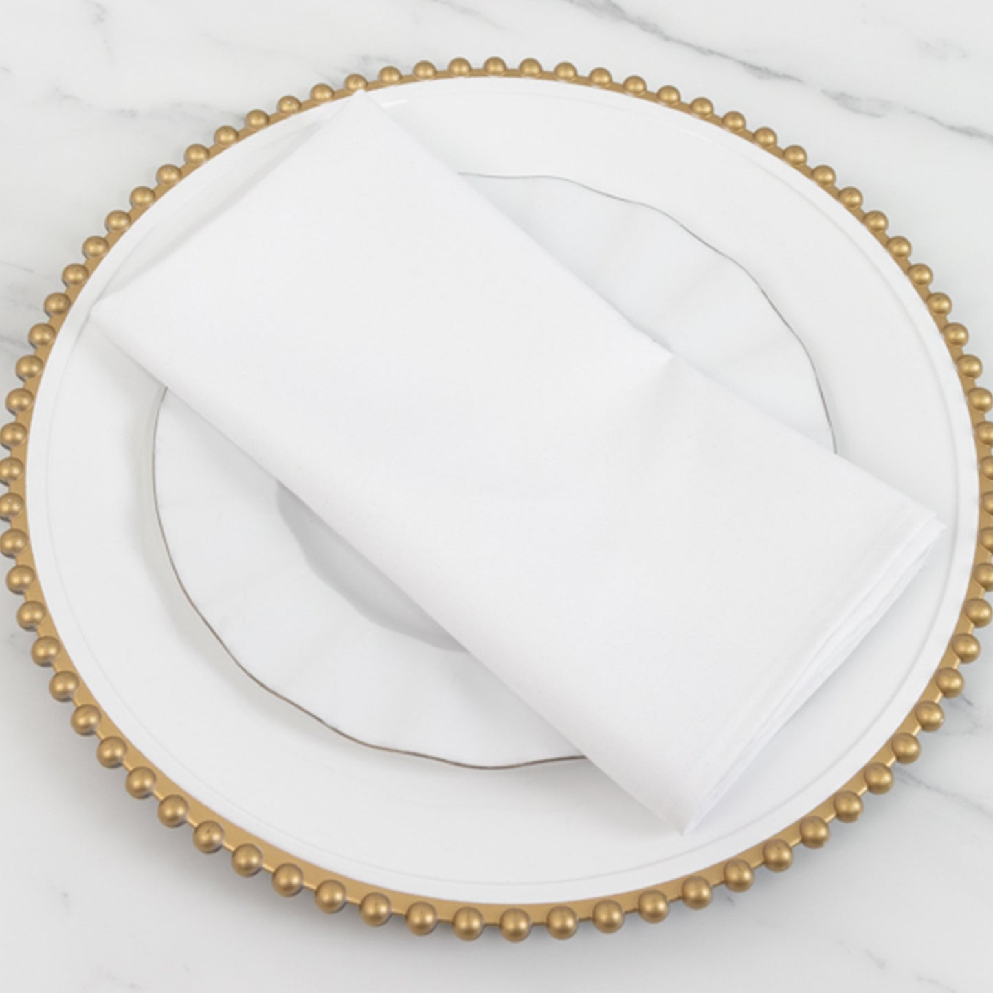 5 Pack White Cotton Blend Cloth Napkins, Washable Reusable Table Dinner Napkins - 20"x20"