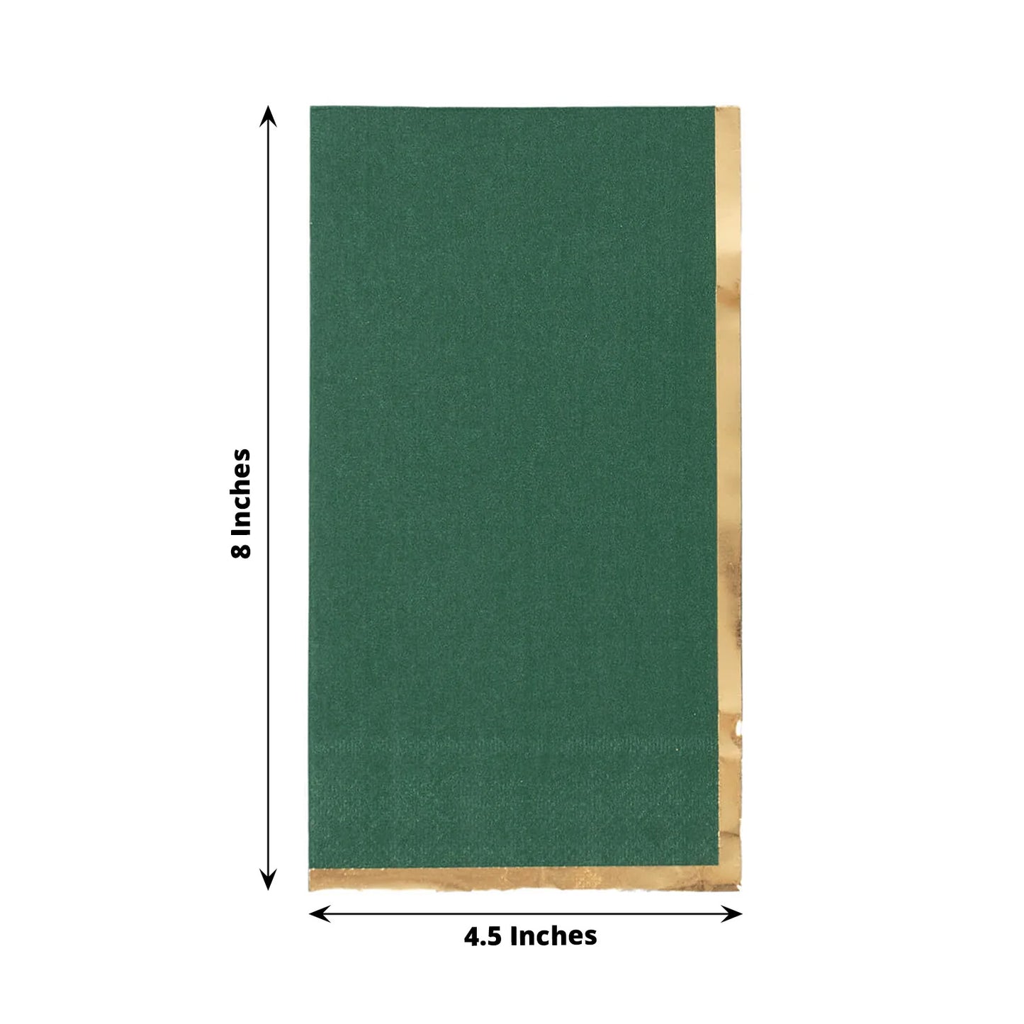 50 Pack Hunter Emerald Green Soft 2 Ply Disposable Party Napkins with Gold Foil Edge, Dinner Paper Napkins