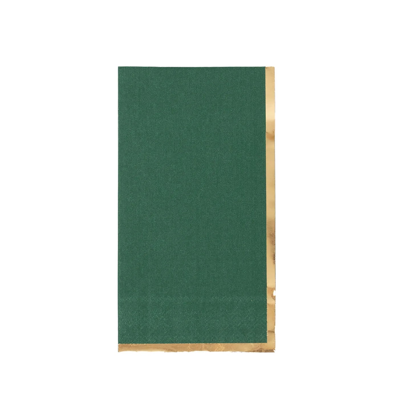 50 Pack Hunter Emerald Green Soft 2 Ply Disposable Party Napkins with Gold Foil Edge, Dinner Paper Napkins