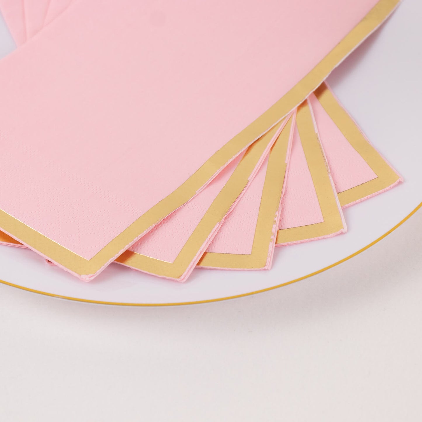 50 Pack Pink Soft 2 Ply Disposable Party Napkins with Gold Foil Edge, Dinner Paper Napkins