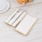 50 Pack White Soft 2 Ply Disposable Party Napkins with Gold Foil Edge, Dinner Paper Napkins