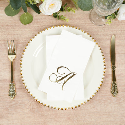 Gold Foil Monogram "A" Paper Dinner Napkins