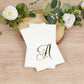 100 Paper Dinner Napkins White with Gold Foil Monogram "A" – 8"x4" Folded, Disposable Party Napkins