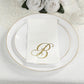 100 Paper Dinner Napkins White with Gold Foil Monogram "B" – 8"x4" Folded, Disposable Party Napkins