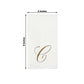 100 Paper Dinner Napkins White with Gold Foil Monogram "C" – 8"x4" Folded, Disposable Party Napkins