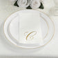 100 Paper Dinner Napkins White with Gold Foil Monogram "C" – 8"x4" Folded, Disposable Party Napkins