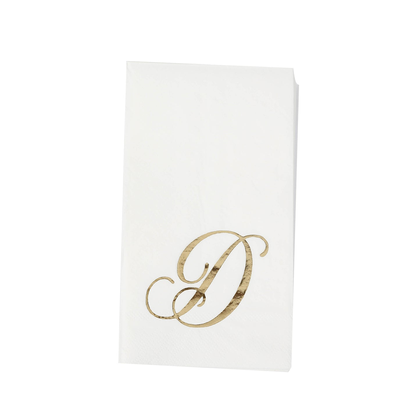 100 Paper Dinner Napkins White with Gold Foil Monogram "D" – 8"x4" Folded, Disposable Party Napkins