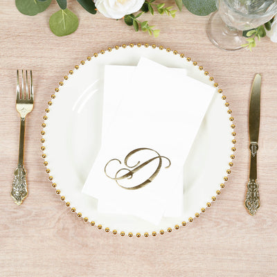 Gold Foil Monogram "D" Paper Dinner Napkins